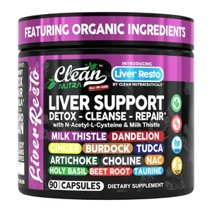 Clean Nutra Milk Thistle, Dandelion, Ginger, Burdock, Tudca, Artichoke, Choline, NAC & More for Liver Detox, Cleanse & Repair Capsules – Liver Resto