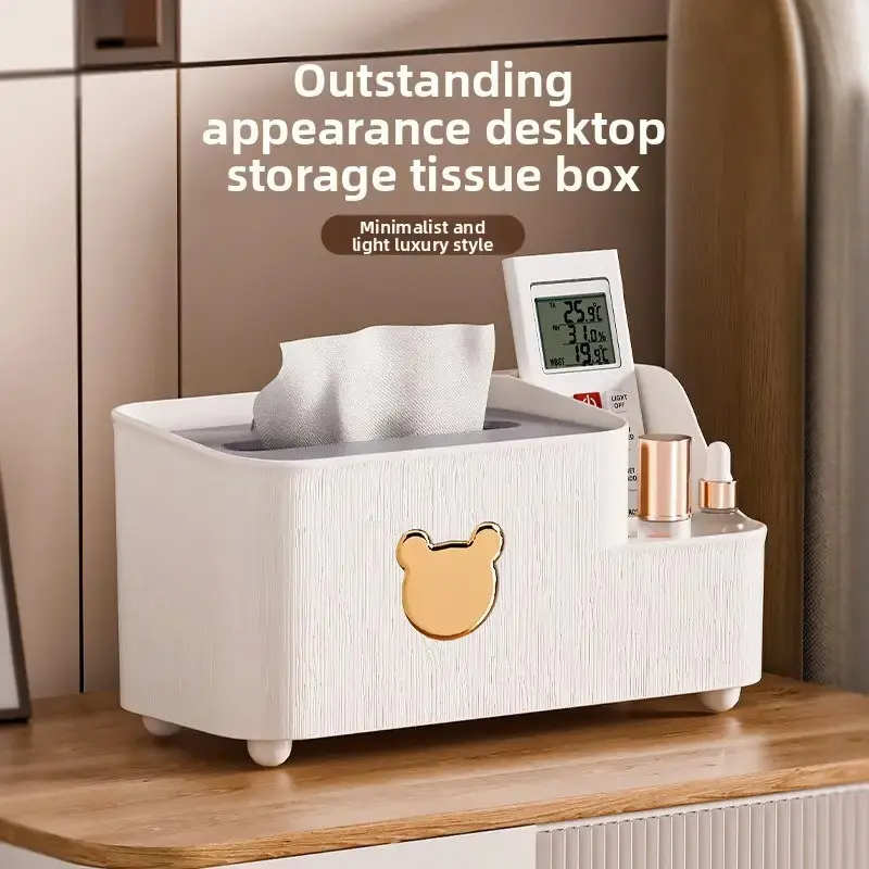 Bear Desktop Tissue Box, Tissue Dispenser, Modern Simple Bathroom and Living Room Storage Box, Accents, Space-Saving Rectangular Design