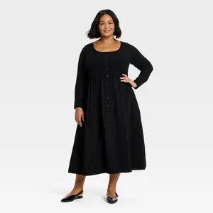 Women's Long Sleeve Button-Front Maxi Dress - Ava & Viv