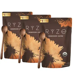 RYZE Mushroom Coffee USDA Organic with 6 Adaptogenic Mushrooms and MCT Oil, USA Grown Instant Coffee for Better Energy, Focus on Digestion, lmmunity with Turkey Tail, Shiitake, Lion's Mane, 30 Servings