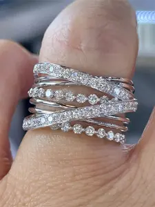 1 PC Charm Cubic Zirconia Ring, Sparkling Zircon Inlay For Women For Wedding Engagement Party Jewelry Valentine's Day Gift Dainty Stacking Rings Stackable Engagement Ring