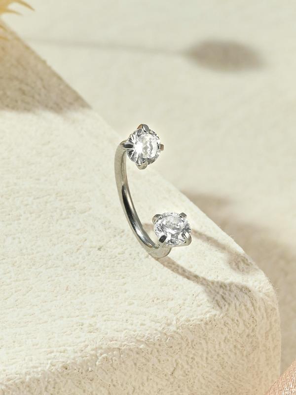 Stainless Steel Horseshoe Nose Ring, Cubic Zirconia U-Push Septum, 18g Cartilage Earring, Unisex Piercing Jewelry, Body Piercing Jewelry, Durable Hypoallergenic