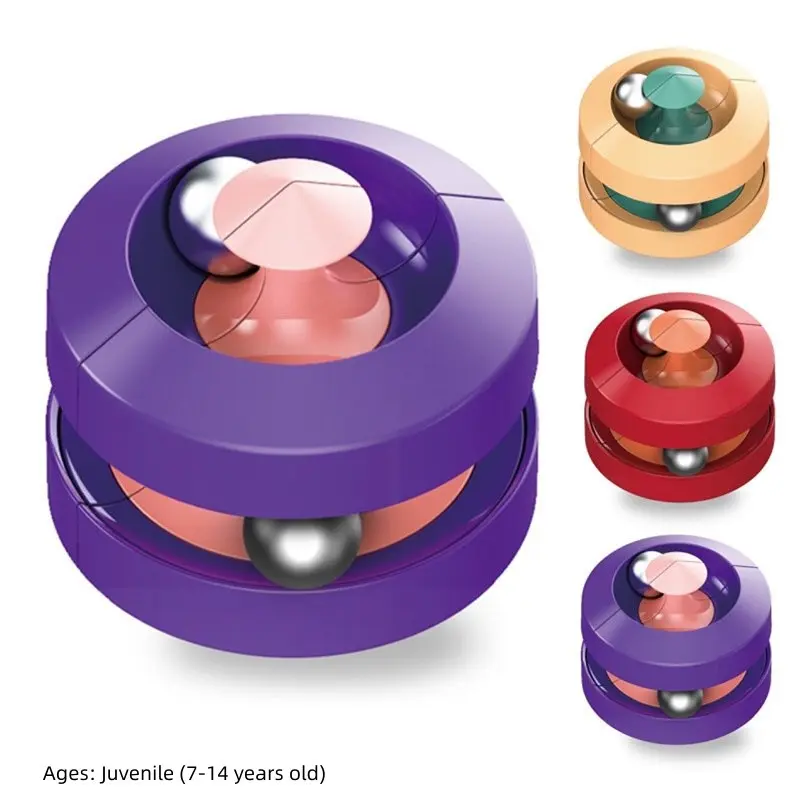 New Unique Metal Marble Adult Stress Relief Tool, Creative Rotating Finger Track Roller, Handheld Fidget Spinner Toy for Anxiety Reduction