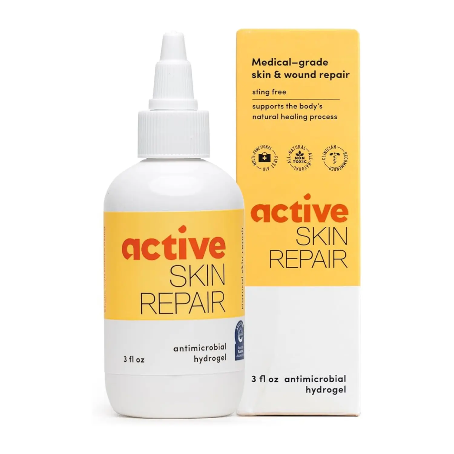 Active Skin Repair First Aid Healing Skin Hydrogel - Natural & Non-Toxic Repairing Ointment with Hypochlorus Acid for Minor Cuts, Wounds, Scrapes, Rashes, Sunburns, & More, 3 oz