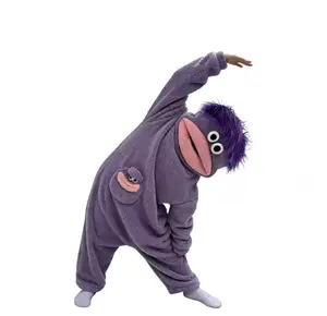 26 cartoon big mouth funny one-piece couple clothes for men and women, coral fleece home clothes with large comb