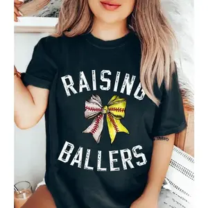 Baseball Softball Mom TShirt, Raising Ballers T-Shirt, Baseball Season Tee, Softball Mom TShirt, Game Day Shirt, Baseball Lover A Special Birthday Gift.Breathable Pure Cotton, Suitable For Everyday Wear And Outdoor Sports.Versatile. Design