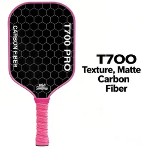 T700 Textured Matte Carbon Fiber Pickleball Racket, Integrated Blade, Big Brand Same Style, 16mm Thick Professional Competition Racket