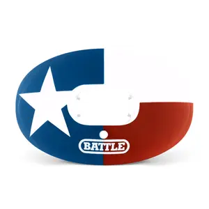 BATTLE Texas Flag Oxygen Football Mouthguard - No Boiling Required, Convertible Strap, Advanced Composite Absorber Shield, One Size Fits Most