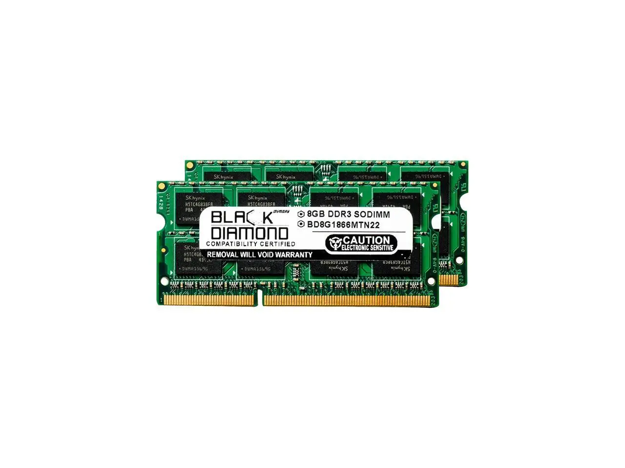 Black Diamond Memory 16GB (2 x 8GB) 204-Pin DDR3 SO-DIMM DDR3 1866 (PC3 14900) Notebook Memory Model BD8GX21866MTN22