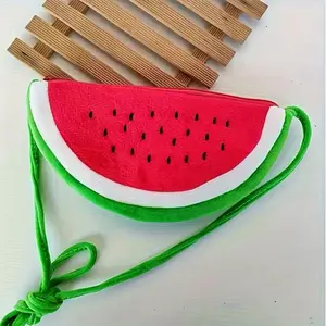 Cute Plush Watermelon Wallet, Zipper Fruit Shape Small Storage Bag Pencil Case