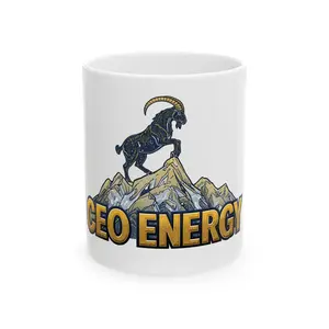 CapricornCEO Energy Ceramic Mug - Motivational Drinkware, Gift for Entrepreneurs, Office Decor, Inspirational Coffee Cup, Ram Design