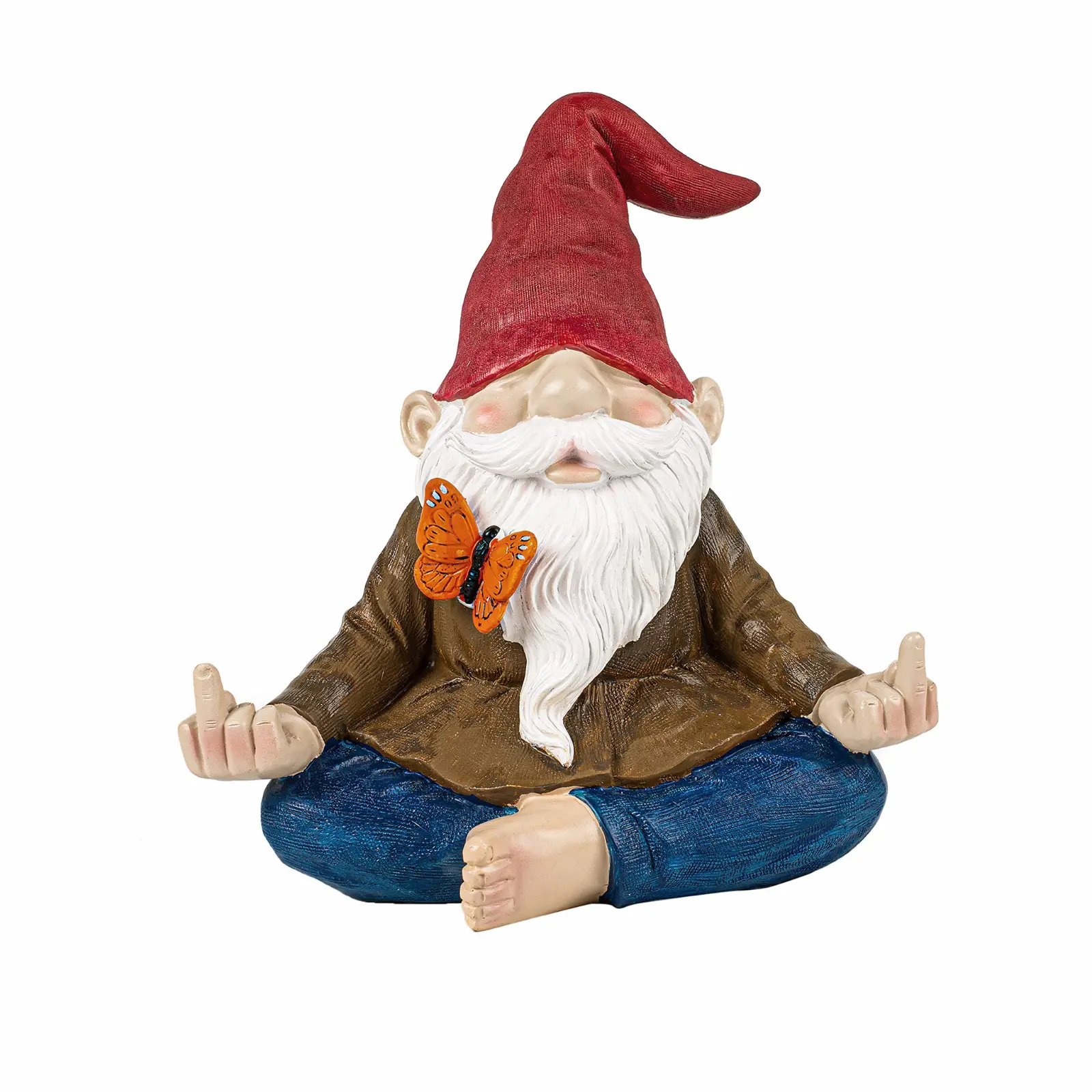 GUTE Large Meditating Zen Garden Gnome Statue Figurine - Middle Finger Angry Namaste, Nomb Statue Decor Ornament for Flowers Lawn, Patio & Yard Art, Sculpture 9.5" Tall (Naughty Meditating)