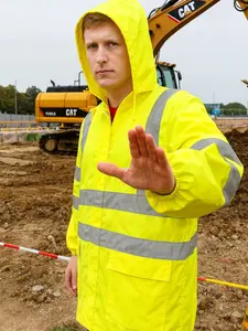 Reflective Waterproof Safety Work Jacket, High Visibility Long Sleeve Outerwear, Windproof Rainproof Casual Fit for All Seasons, Construction Gear
