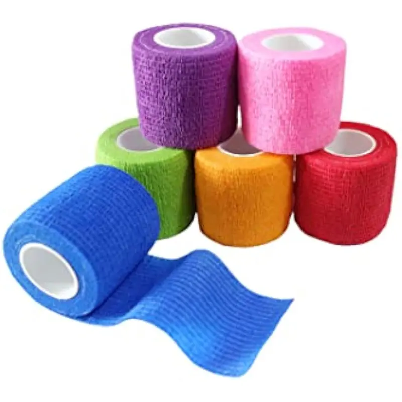 Unisex 6-Pack 2 Inch Width Self-Adhering Cohesive Bandage Wrap - 5yd per Roll, 30yd Total Length, Breathable Elastic Tape for Sports Wrist/Ankle, Easy-to-Use Pet (Horse) Wrap (Mixed Colors), 2 Inch (Pack Of 6)