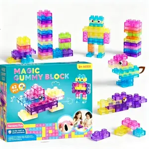 Jelly Block Educational Building Toy, Soft Gel Blocks for Kids Aged 3+, Rainbow Puzzle Blocks, Fun Learning Toys