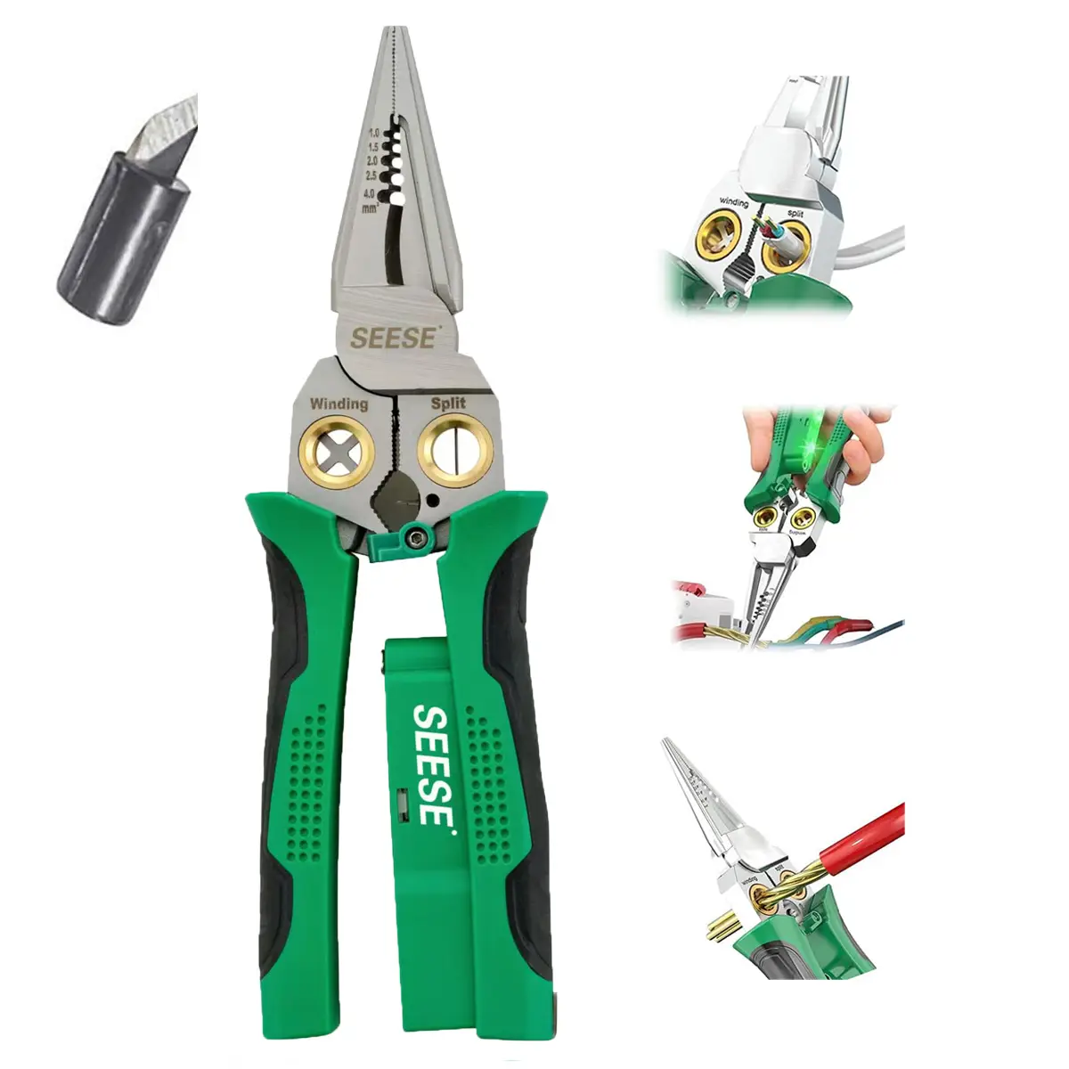 【TikTokShopfalldealsforyou】SEESE Dealsforyoudays 8-in-1 Wire Stripper Twister for Cutting and Pulling Wires, Cable Scissors,Voltage Tester Pliers, 12V