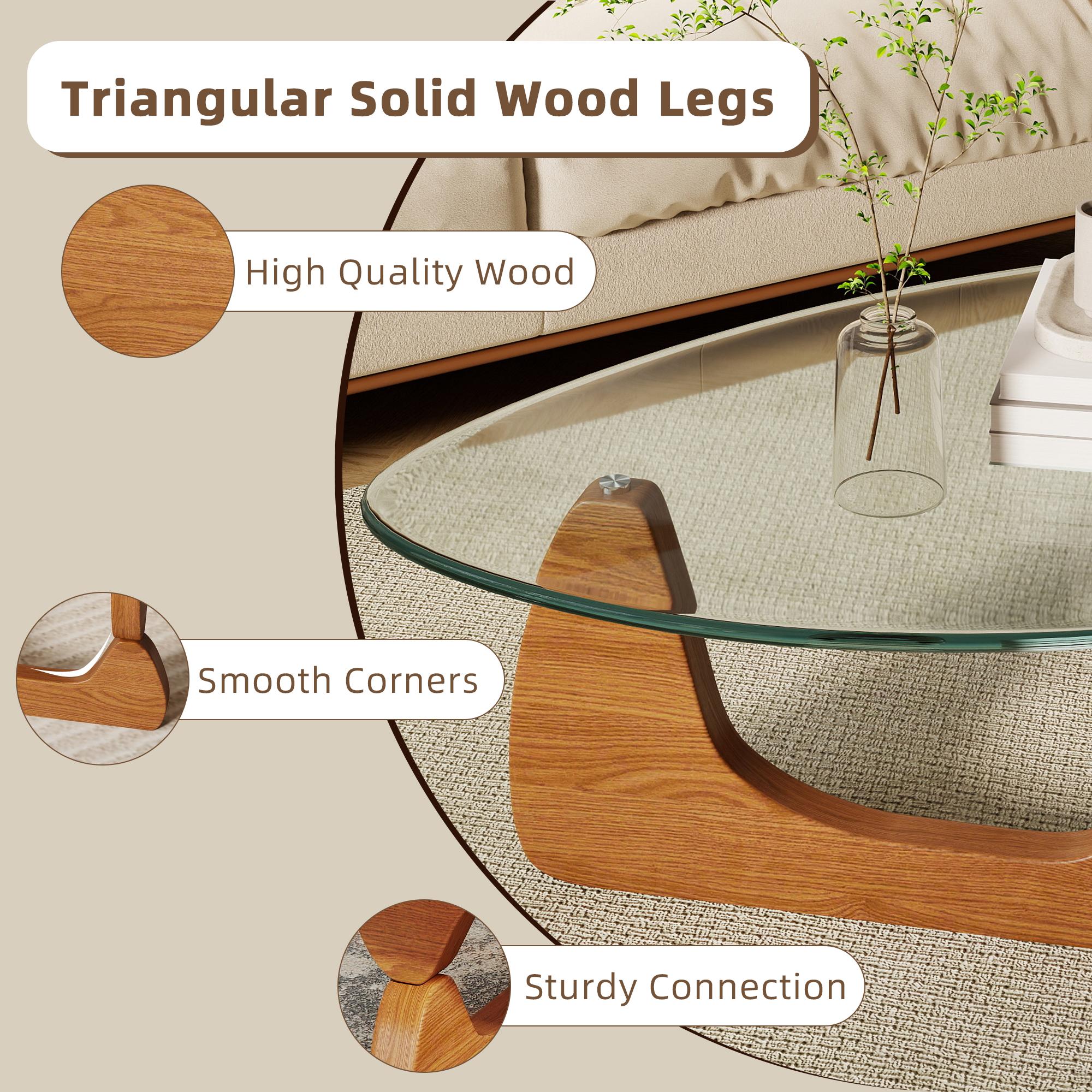 NYUN Glass Coffee Tables Small Farmhouse Coffee Table Mid-Century Modern Wood Center Table for Living Room