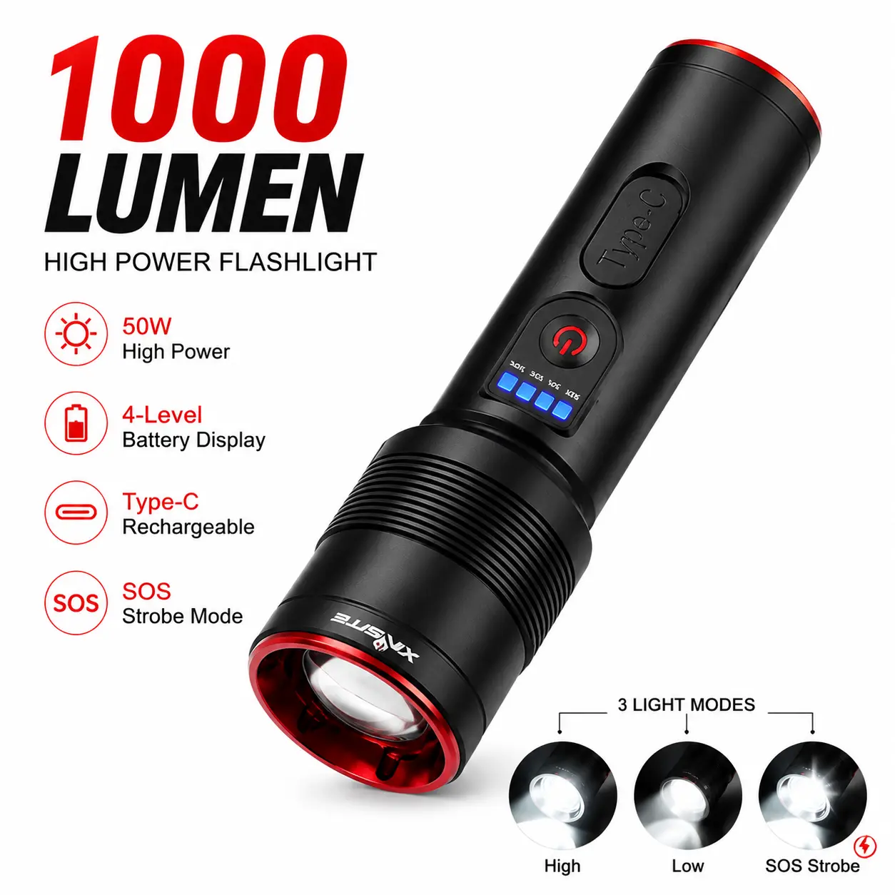 Mini LED Flashlight - High-Lumen USB Mobile EDC Light Torch, Portable Pocket Handheld Tool Bags Accessory for Hiking, Emergency Use, 1 Piece for Outdoor Users