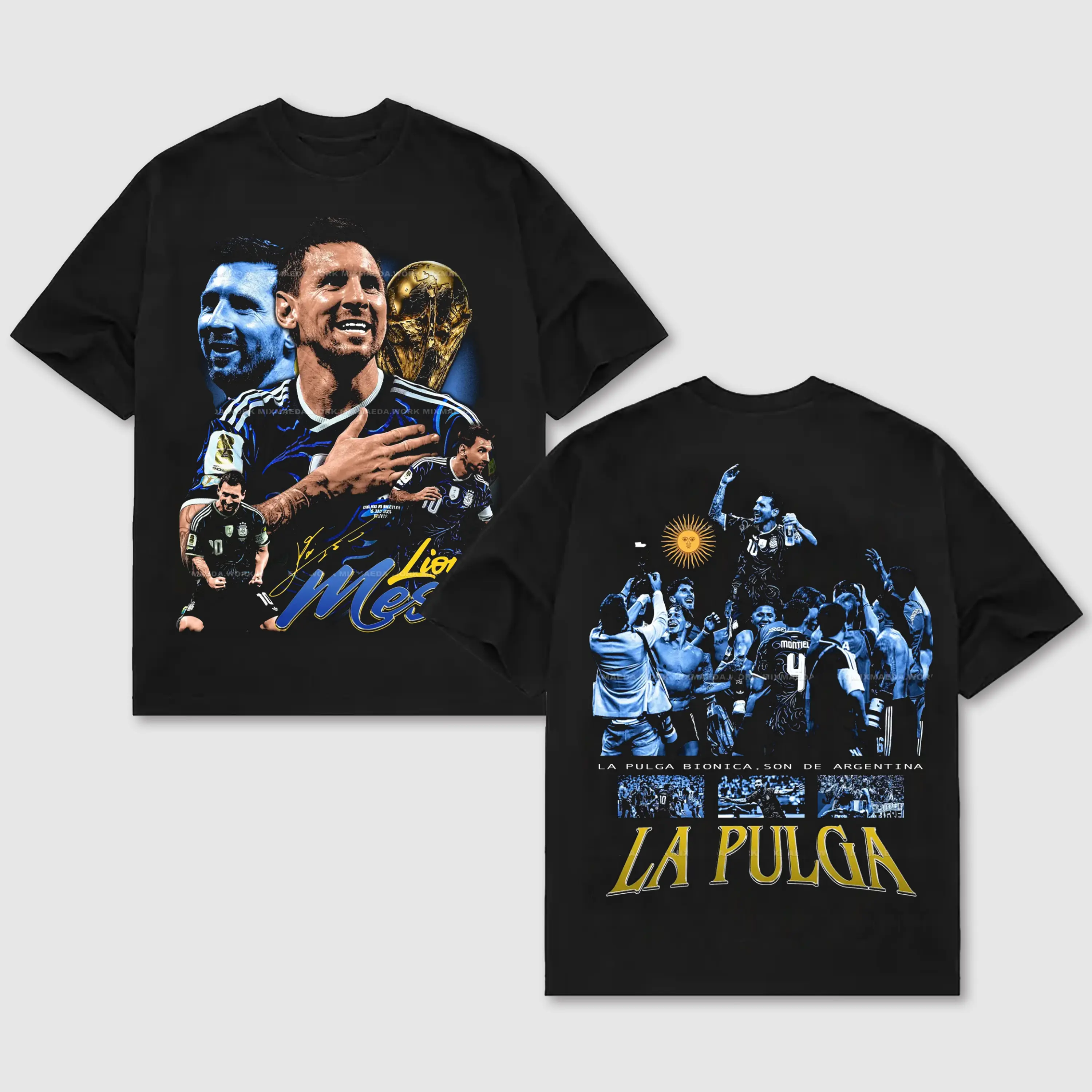 Graphic Tee Lionel Messi 2026, La Pulga Shirt, Mens Unisex Cotton Short-Sleeve Round Neck T-Shirt Soccer Legend Graphic Tee, Streetwear for Soccer Fans, Football Fan Gift, Made in USA