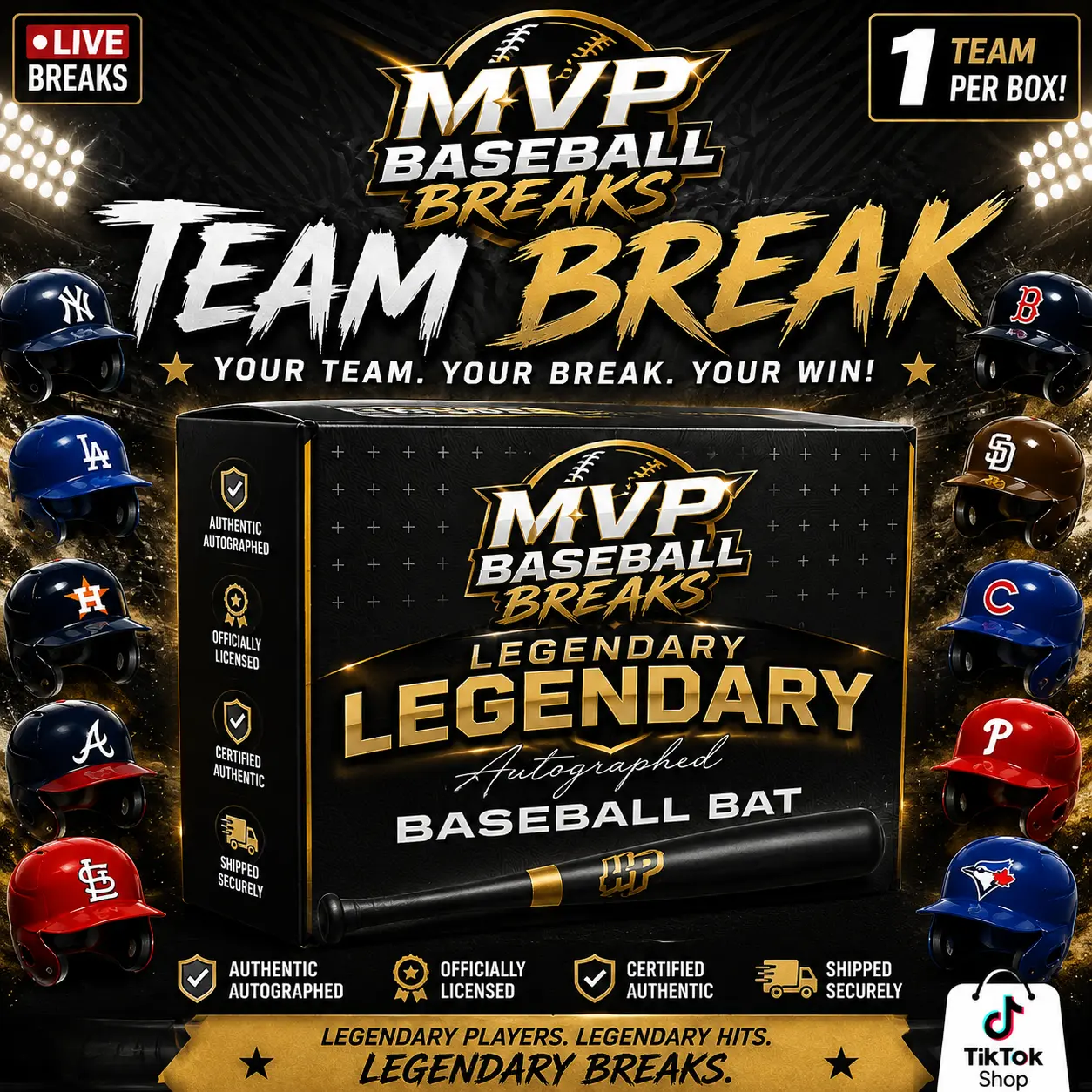 (3 ) -TEAM BREAK- 2026 Hit Parade Autographed Baseball Bat Legendary Series 2 Hobby Box