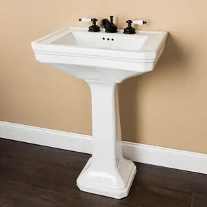 White 26 Inch Vintage Porcelain Pedestal Sink