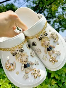 18-Piece DIY Detachable Bear Star Heart Bow Chain Shoe Accessories, Multi-Season Decorations for Sandals Slippers Garden Shoes, Charm Accessory