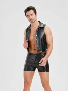 Men's Tie Backless Tank Top and Shorts Set, Stage Bar Performance, Comfortable Casual Wear, Perfect for Shows and Events