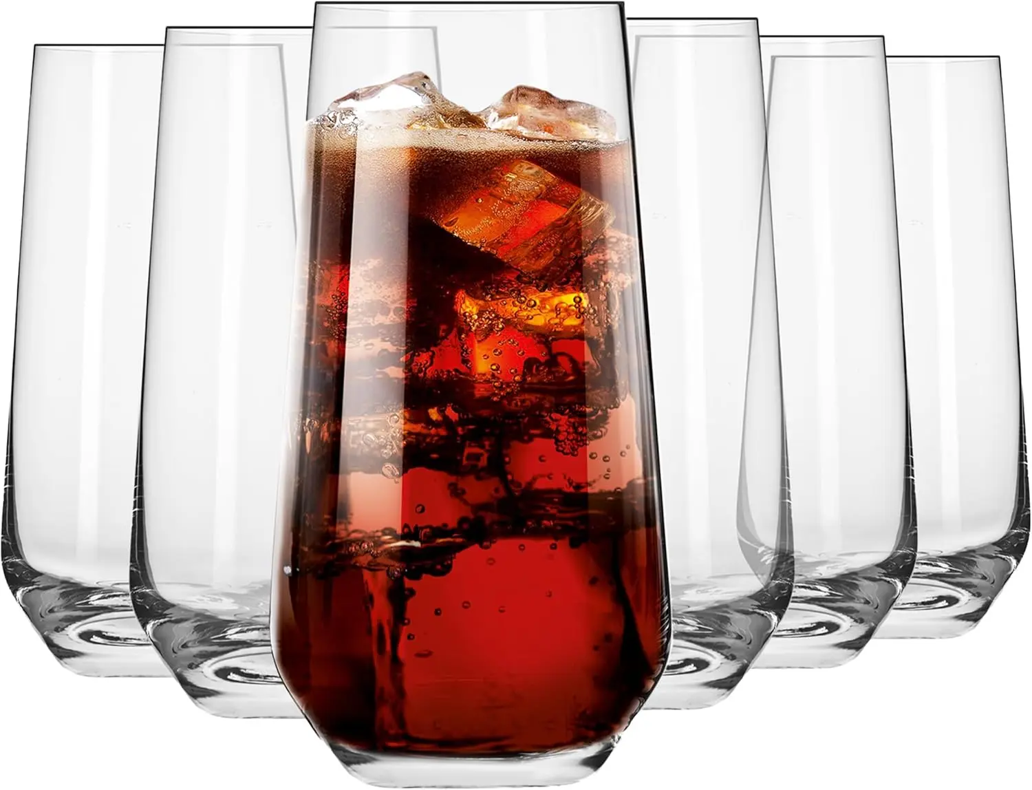 6-Piece Crystal Highball & Stemmed Drinkware Set - 16.2oz Juice Cups, Dishwasher-Safe Kitchenware Glassware