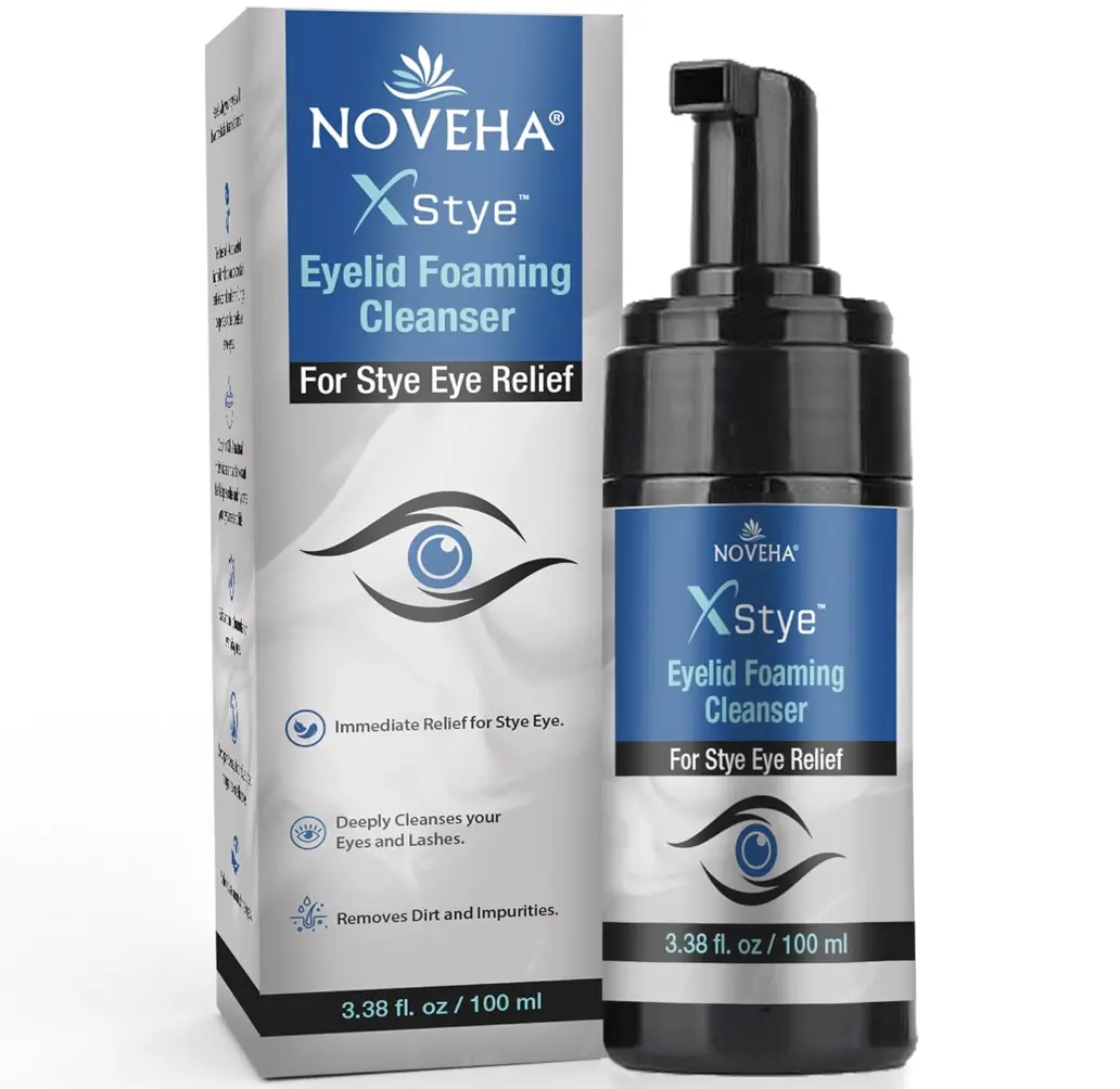 NOVEHA XStye Eyelid Foaming Cleanser with Tea Tree Oil – Gentle Daily Eyelid & Lash Wash for Sensitive Eyes (100mL / 3.38 fl oz)
