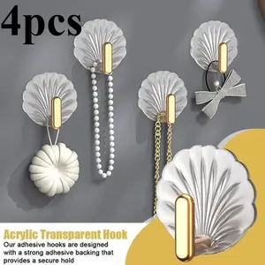 Wall-Mounted Single Hook, Self-Adhesive Invisible Hook, Multi-Purpose Hanging Storage Hook, No Drilling Required, Model Xq0082