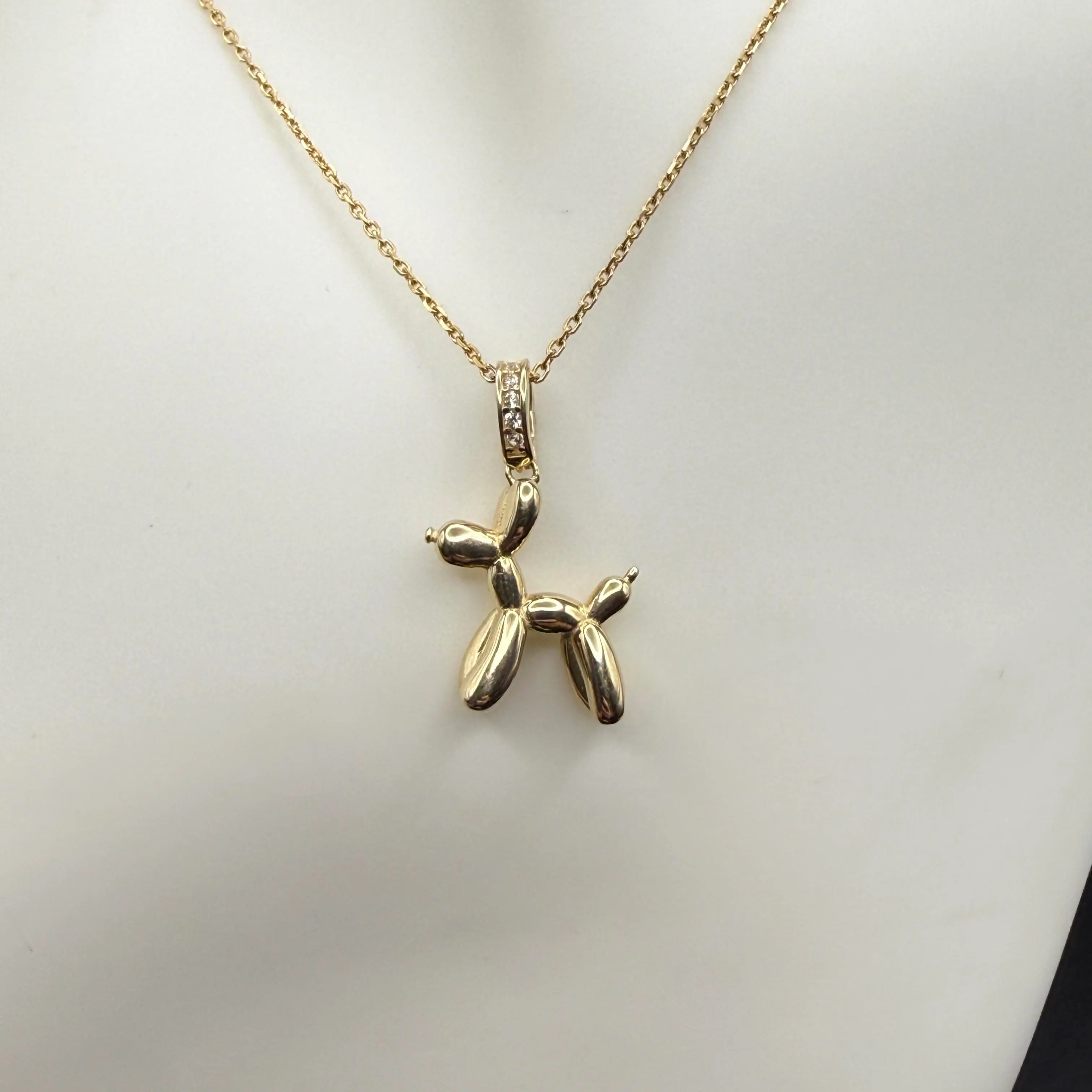 10K Gold Puffy Dog Pendant