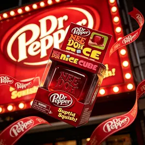 2026 NEW Needoh Nice Cube Water Drop Squeeze Toy Dr Pepper, Red Stylish Sensory Stress Relief Ball, Soft Squishy Fidget Toy, Relaxing Anxiety Reducing Hand Toy, Perfect Gift for All Ages