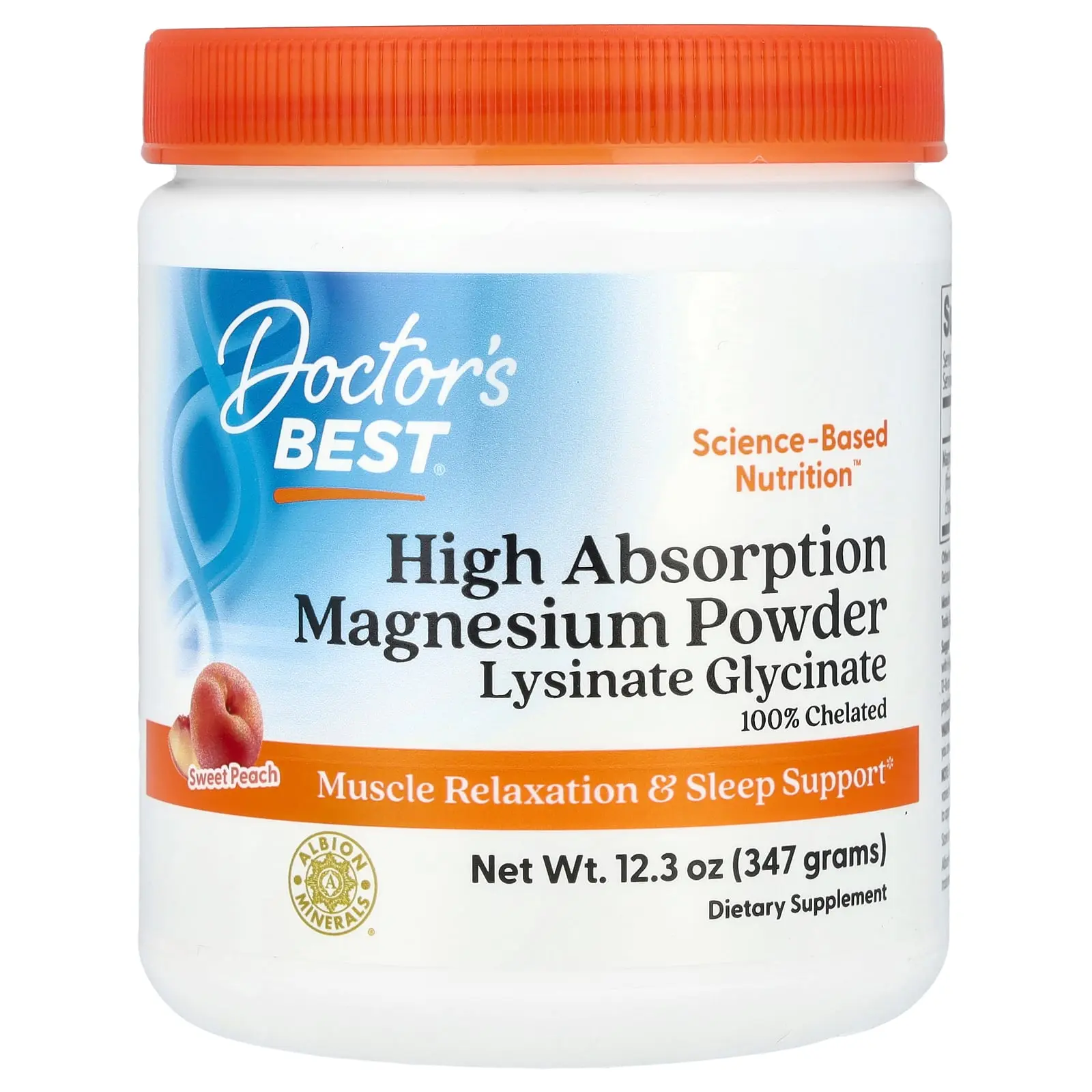 Doctor's Best High Absorption Magnesium Powder, Sweet Peach, 12.3 oz (347 g) Doctor's Best High Absorption Magnesium Powder, Sweet Peach, 12.3 oz (347 g)