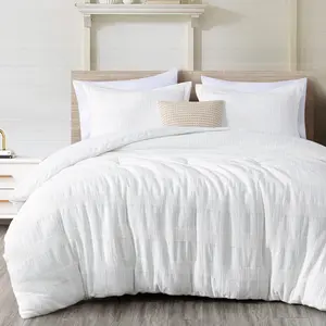 Yuki Cotton Clip Jacquard Textured Tufted Basket Weave Comforter Set with Pillow Cushion