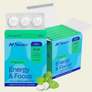 Neuro Spearmint Extra Strength Energy & Focus Gum/Mints - Sugar Free with Natural Caffeine, L-theanine, Vitamin B12 & Vitamin B6 Neuro Spearmint Extra Strength Energy & Focus Gum/Mints - Sugar Free with Natural Caffeine, L-theanine, Vitamin B12 & Vitamin B6