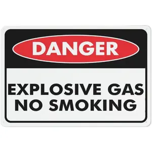 Danger Explosive Gas No Smoking Sign 12 X 8 Inch Metal Sign, Rustproof Aluminum, Multicolor
