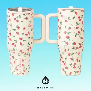 HydroJug Travel Tumbler – Strawberry Cream 32oz/40oz Stainless Steel Bottle with Leak-Proof Straw Lid