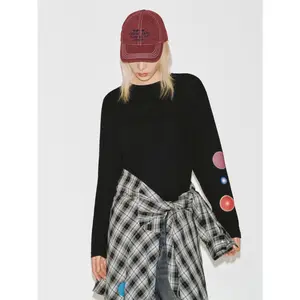 URBAN REVIVO 2026 Spring Women's Round Neck Long Sleeve Polka Dot T-Shirt UYV460053 - Polyester-Cotton Fabric, Thin, Casual Streetwear Top