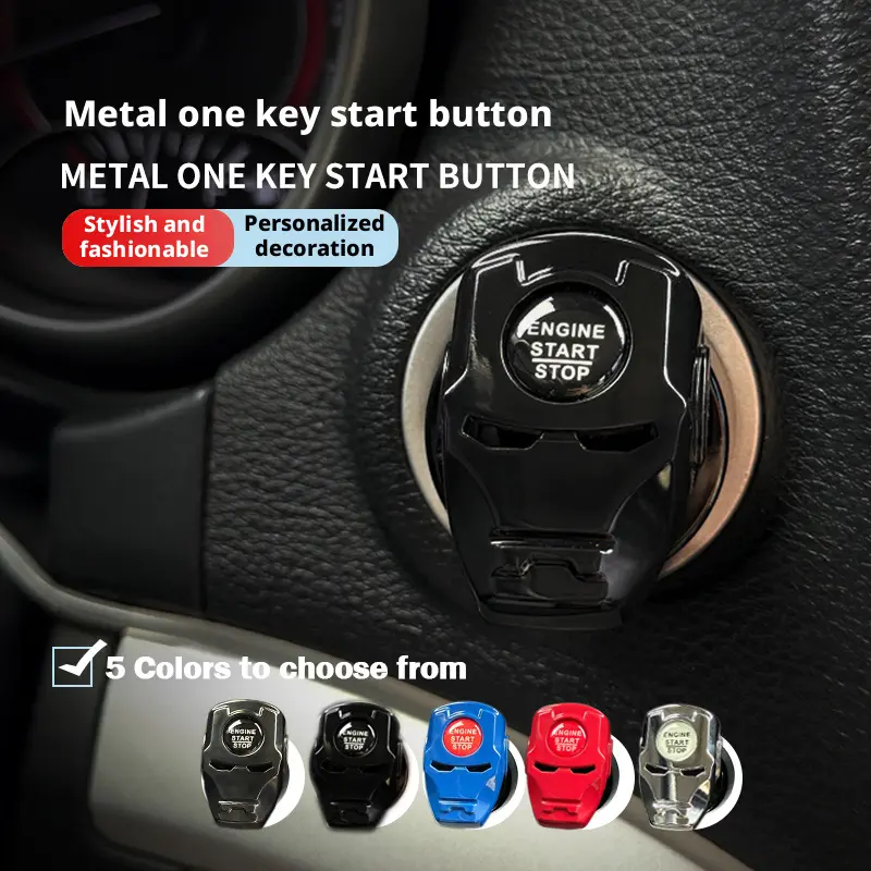 Metal Push Start Button Cover, Mecha Helmet Car Engine Start Button Cover, Start Stop Button Cover Accessories