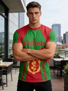 Eritrean Africa Pattern T-Shirt, 3D Printed Heraldic Design, Casual Round Neck, Short Sleeve, Summer Unisex Tee, Perfect Gift