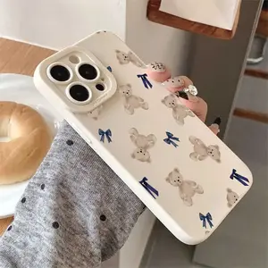 TPU Matte Phone Case with a Blue Bow Tie Bear Design, Compatible with for iphone 17 Air Pro Max, for Iphone 16, 15, 14, 13, 12, 11, XS, XR, X, 7, 8, 12/13 Mini Plus Pro Max SE, Perfect for Birthday, Valentine'S Day, Easter, Or As a Gift for a Girlfr