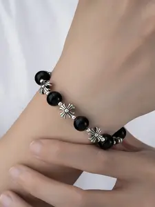 Hiphop Streetwear Agate Cross Bracelet, Unisex Design for Daily Wear, Vintage Cross Pattern Stone Jewelry, Geometric Pattern, Unisex Appeal, Premium Bracelet, Exquisite Bracelet