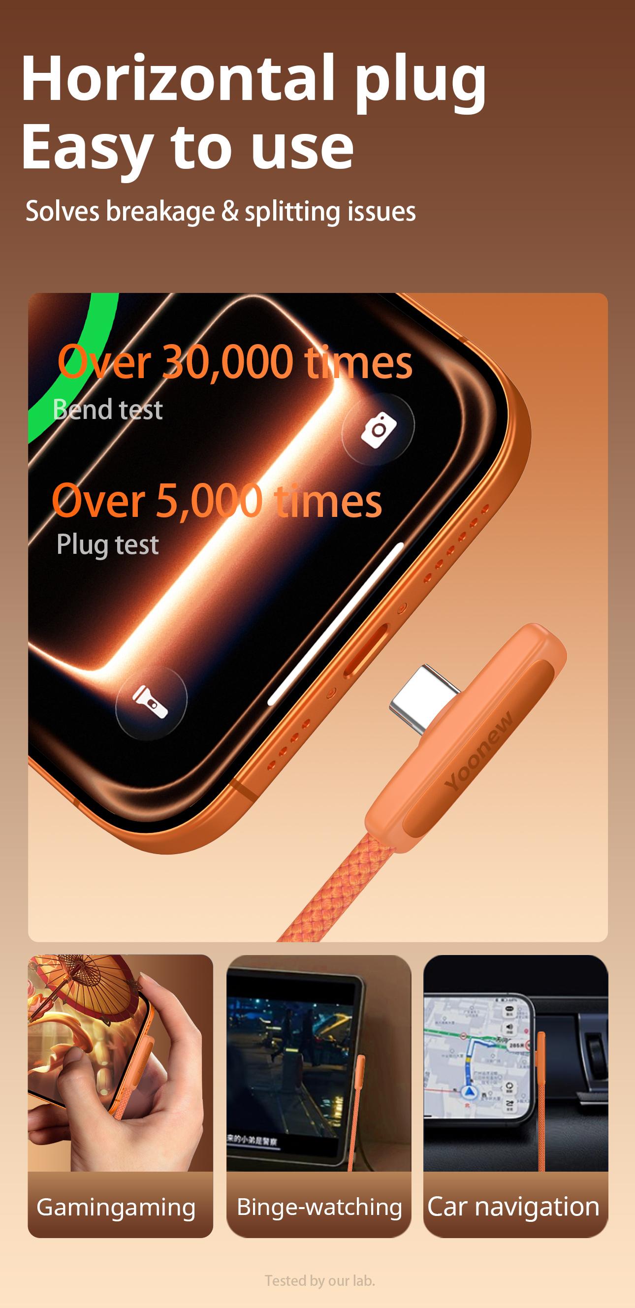 45W ultra-fast charging gaming cable—doesn’t obstruct hands while gaming; compatible with Apple 15/16/17 data cables; suitable for convenient office chargers and convenient iPhone tablets chargers; compatible with Samsung; available in packs of 1, 2, or 3