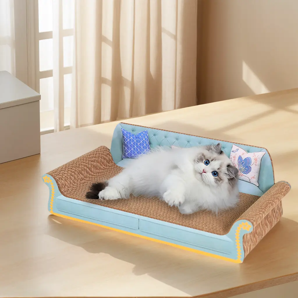 Corrugated Cardboard Scratcher Scratch Bed Anti-slip Design Bed Edge Cats Cratcher Pad Indoor Cat Accessory Durable Pet Furniture Sofa Cat Scratcher Board Kitty Bed Indoor Adult Cat