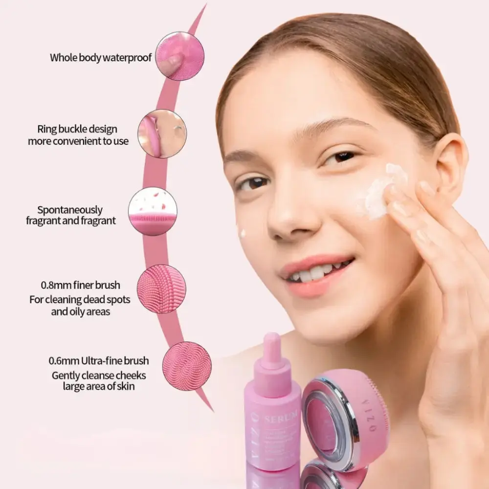 Silicone Facial Cleansing Brush & Massager for Skin Rejuvenation with EMS Micro-Current and Red & Blue Light Therapy, Facial Cleansing Device, Apply Serum, Collagen Boost, Spa-Level, Youthful Glow, Deeply Cleanse Pores, Single Item, Unisex