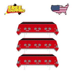 3Pcs Racing Car Plastic Tablecloth, Race Birthday Party Decorations, 54'' x 108''