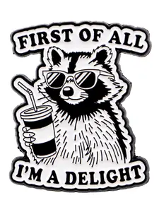 Cute Raccoon Cartoon Design Brooch Pin, Unisex Fashion Accessory for Hats Bags Jackets, All Season Wearable Jewelry Gift