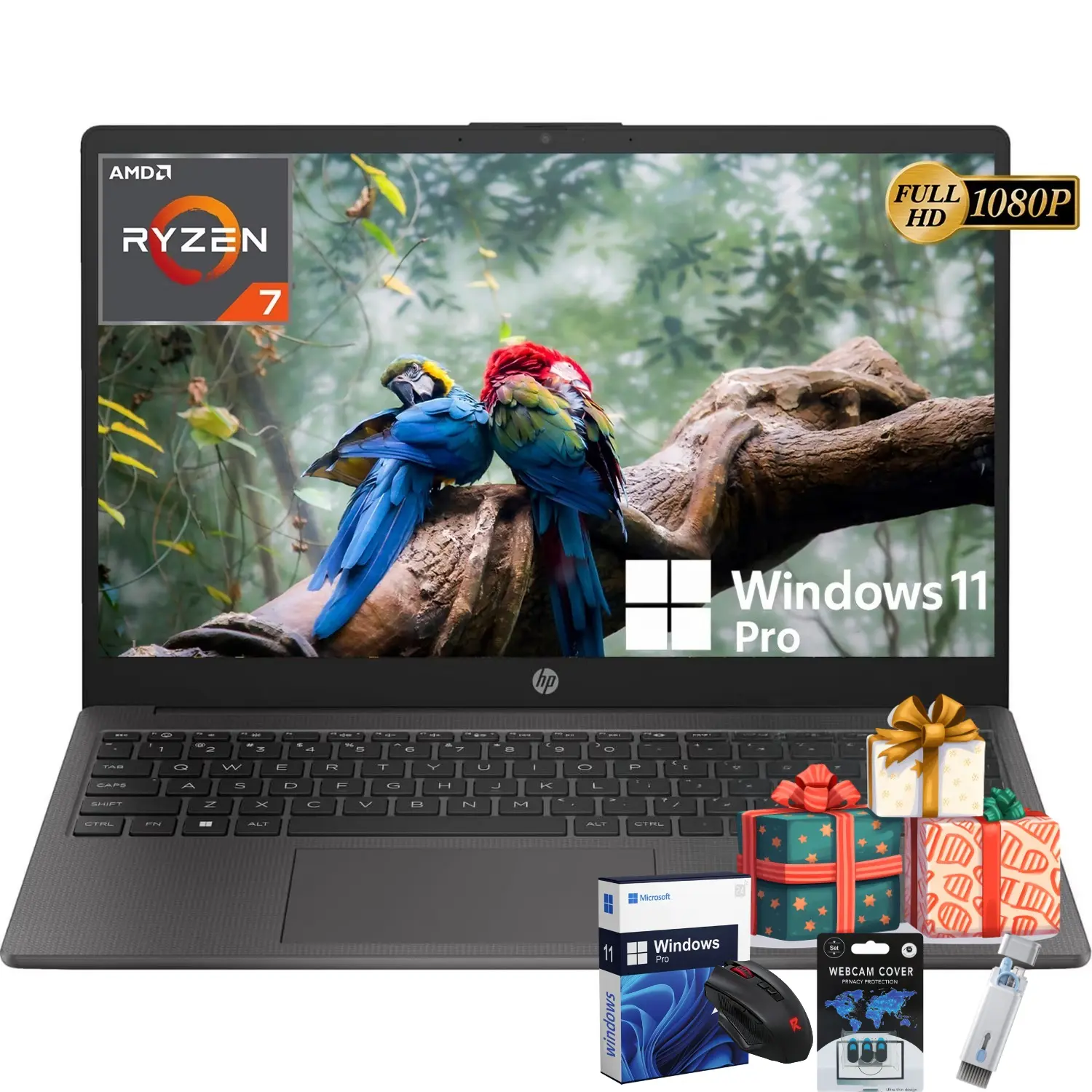 2025 HP Business & Study Laptop | AMD Ryzen 7 | 15.6" FHD | Numeric Keypad | Webcam | Win11 Pro | up tp 32GB RAM,1TB SSD | Bundle Accessory