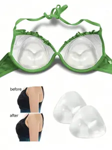 2pcs Women Invisible Bra Inserts, Bikini Breast Pad, Thickened Chest Pad Insert, Breast Push Up Pads, Swimsuit Silicone Bra Pad, Waterproof Pad