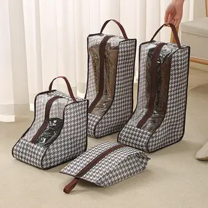 Multi-Functional Fabric Boot Storage Bag with Handle: Transparent, Dustproof and Shoe Protector Suitable for Tall Boots and Short Boots - Lightweight Design, Hanging Shoe Organizers, Shoes Bag